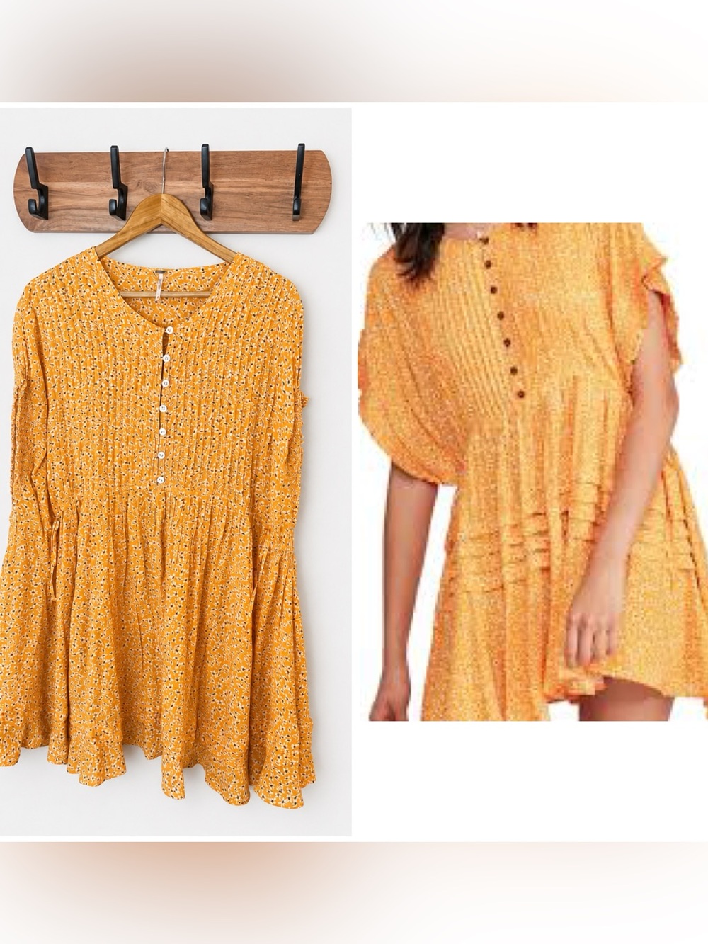 Free People One Fine Day Yellow Floral Mini Dress Size Small